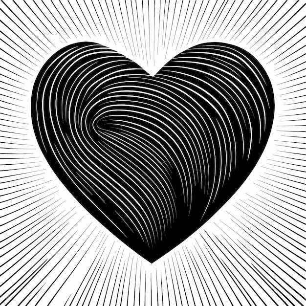 Coração Sinal de ícone de coração desenhado à mão - Desenho de pincel caligrafia coração símbolo de coração negro desenho animado