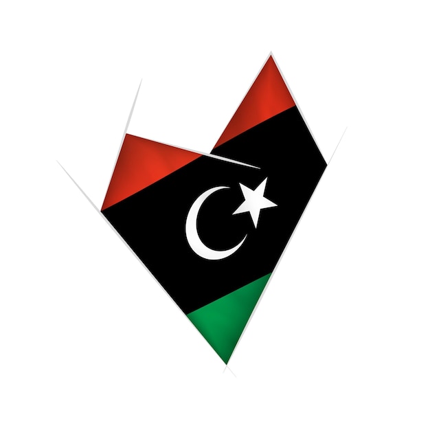 Coração torto esboçado com bandeira da líbia