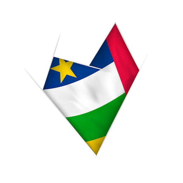 Coração torto esboçado com bandeira da república centro-africana