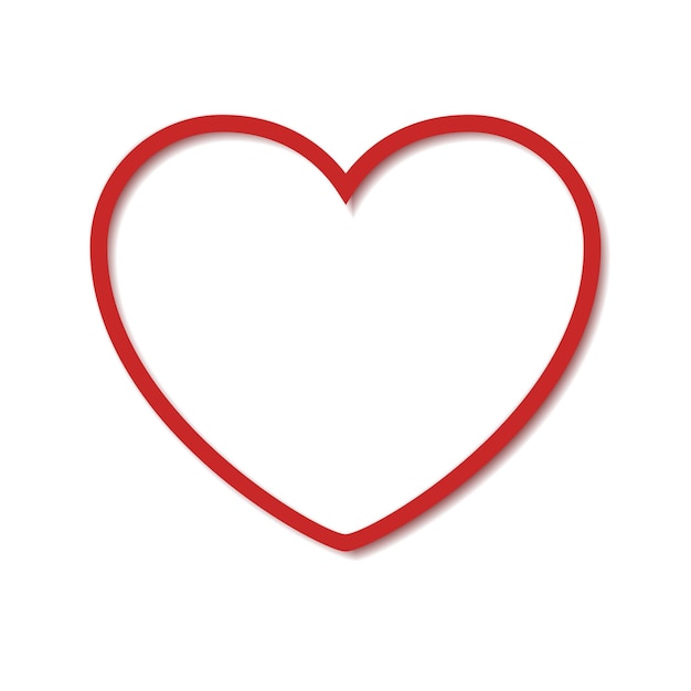 Coração vermelho na ilustração vetorial de fundo branco