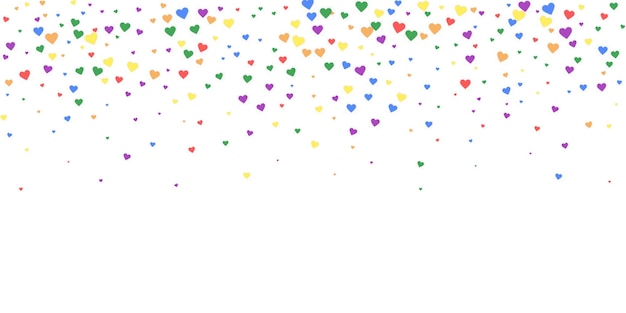 Corações espalhados de cor-de-arco-íris para o Dia dos Namorados LGBT