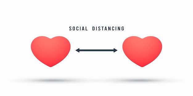 Corações para ilustração de aviso de distanciamento social