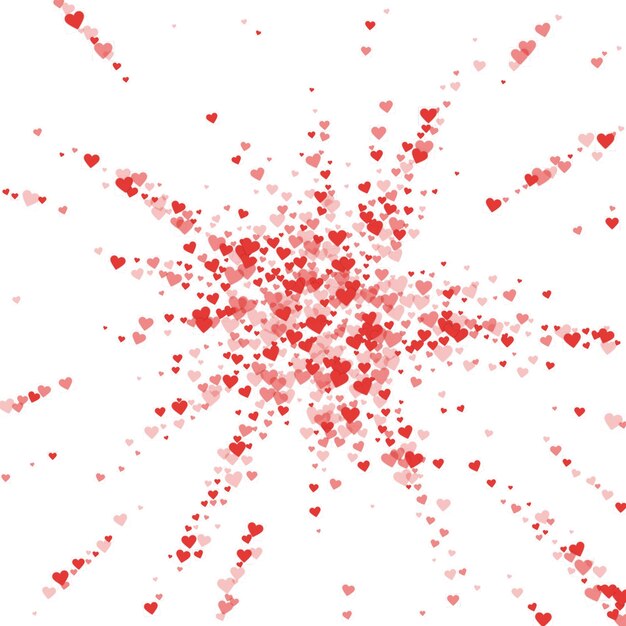 Vetor corações vermelhos espalhados sobre fundo branco