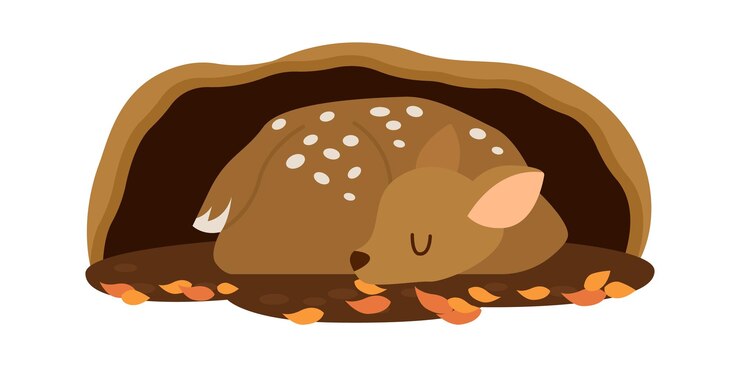 Vetor corça adormecida na toca ilustração vetorial