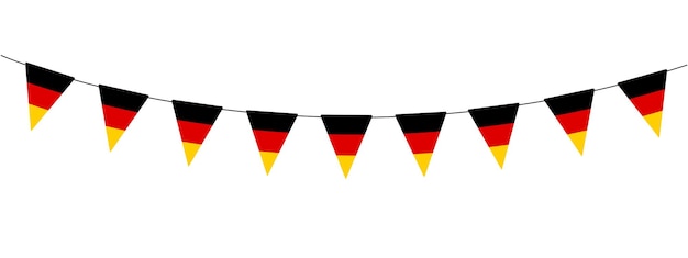 Corda de guirlanda de estamenha de bandeiras triangulares para festa ao ar livre galhardete do dia da unidade alemã ilustração vetorial de estilo retrô wimpelkette deutschland