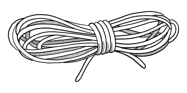 Vetor corda vetorial isolada em um desenho de rasgão de fundo branco desenhado à mão