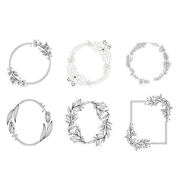 Cordeira floral desenhada à mão Cordeiro floral com folhas para convite de casamento