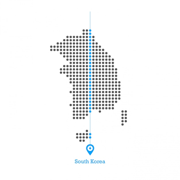 Coreia do sul pontilhada mapa desgin vector