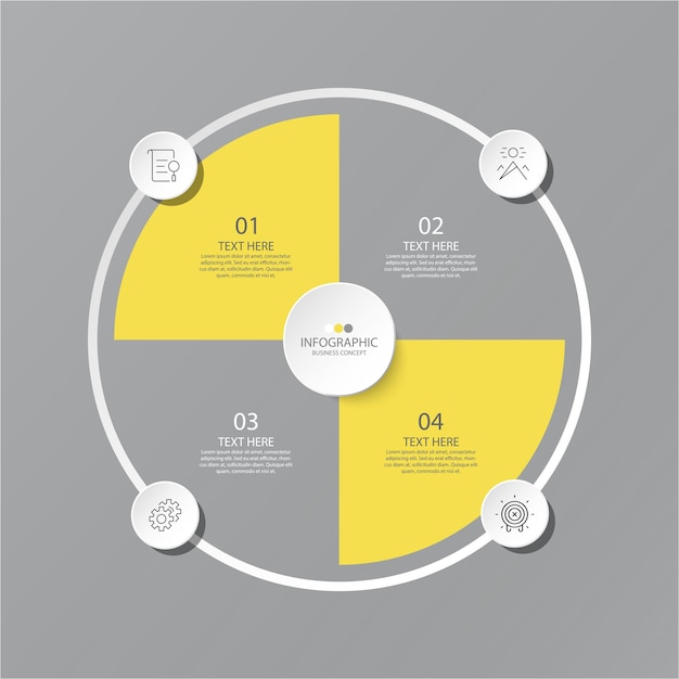 Vetor cores amarelo e cinza para infográfico com opções