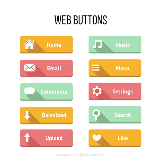 Cores botões para web em um design plano