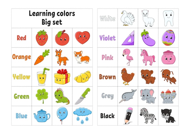 Cores de aprendizagem folha de trabalho de desenvolvimento de educação