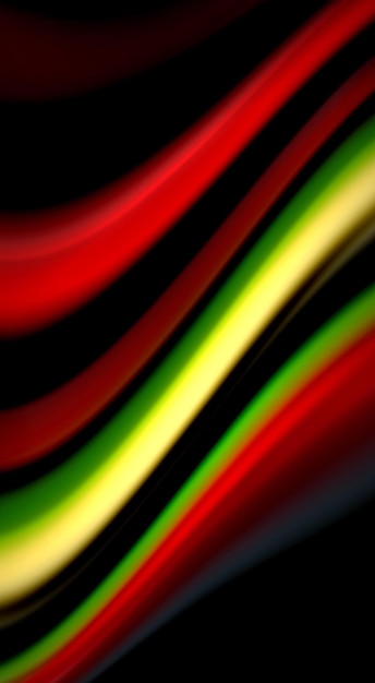 Vetor cores de arco-íris fluidas em linhas de onda vetoriais de fundo preto e redemoinhos ilustração artística para apresentação aplicativo papel de parede banner ou cartaz