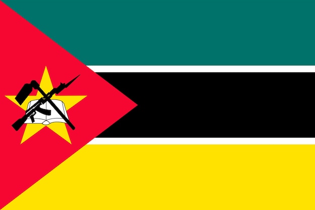 Vetor cores oficiais da bandeira de moçambique e ilustração vetorial de proporção