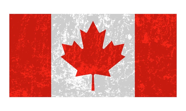 Cores oficiais da bandeira grunge do canadá e ilustração vetorial de proporção