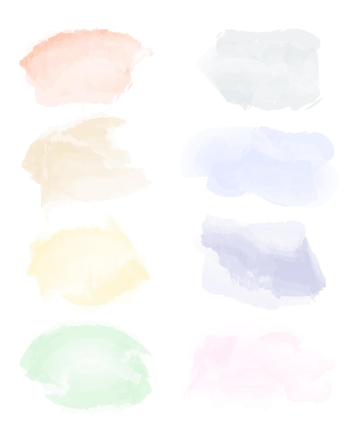 Cores pastel de arco-íris de manchas de tinta aquarela Um conjunto isolado de fundos vetoriais
