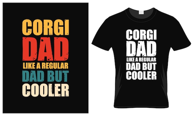 Corgi pai amante dia dos pais design de camiseta vintage