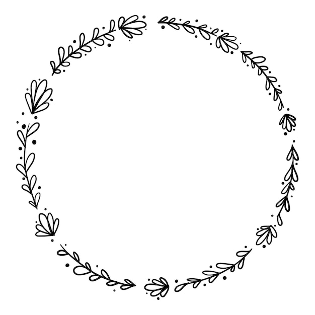 Coroa botânica de folhas, flores, padrões para decoração
