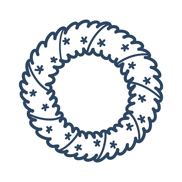 Coroa de árvore de natal desenhada à mão ilustração de natal isolada em um fundo branco