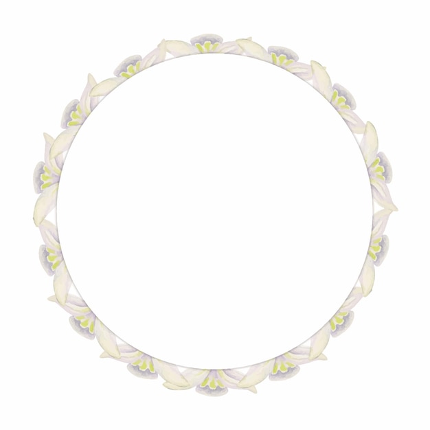 Vetor coroa de círculo desenhada à mão em aquarela com flores da primavera narcisos açafrão snowdrops folhas isolado no fundo branco design para convites cartões de saudação de casamento papel de parede impressão têxtil