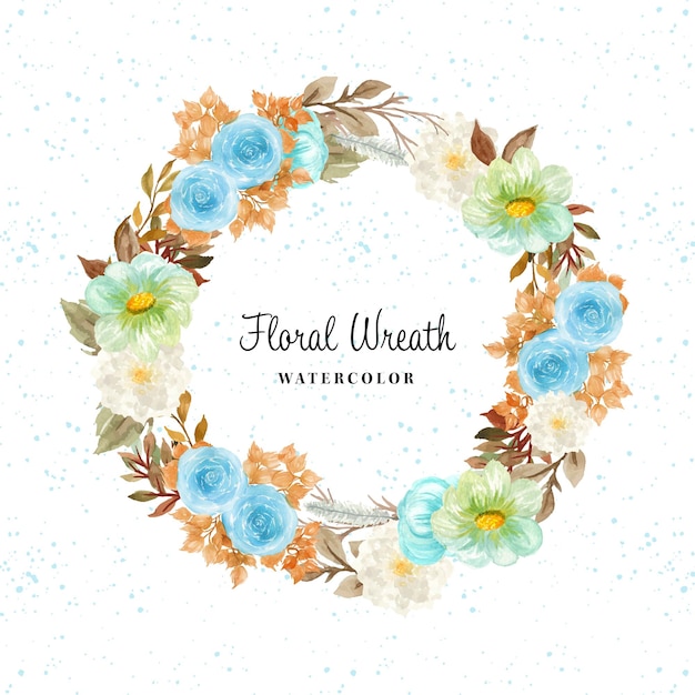 Coroa de flores em aquarela bonita com flores de outono
