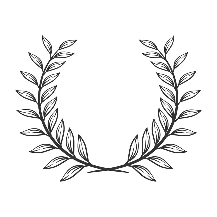 Vetor coroa de louros ilustração vetorial preto e branco