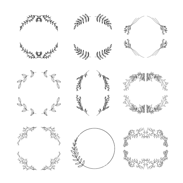 Coroa de louros mão desenhada floral