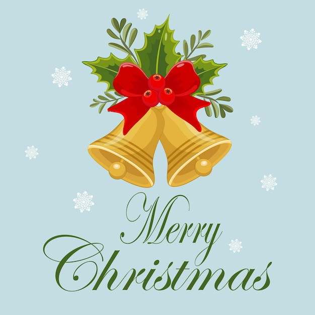 coroa de Natal decorada com fita vermelha pinheiro amarelo jingle sinos rowan e canela feliz cartaz de tipografia de Natal ilustração de arte vetorial