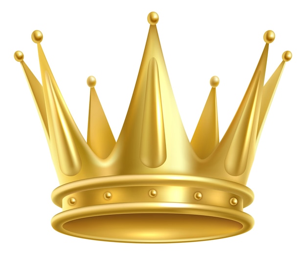 Coroa de Rei Modelo de símbolo premium de ouro realista.