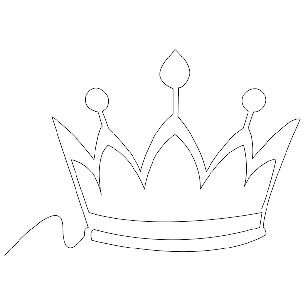 Coroa do rei desenho e ilustração de arte vetorial contínua de uma linha
