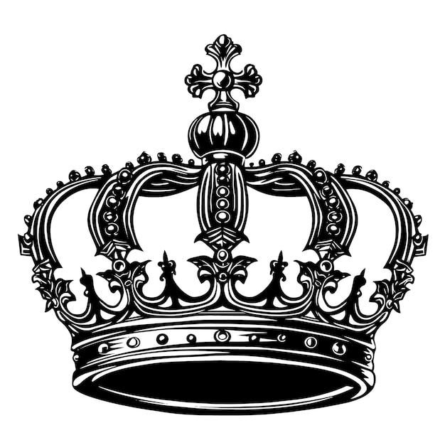 Vetor coroa rei preto e branco