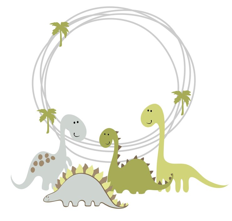 Vetor coroa vetorial com ilustração desenhada à mão de dinossauros fofos