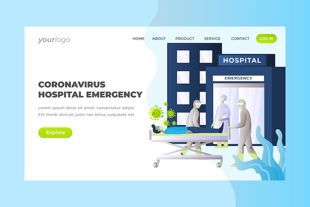 Vetor corona virus hospital emergency - vector landing page