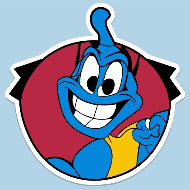 Vetor corpo azul smurf desenhado à mão plano elegante adesivo de desenho animado conceito de ícone ilustração isolada