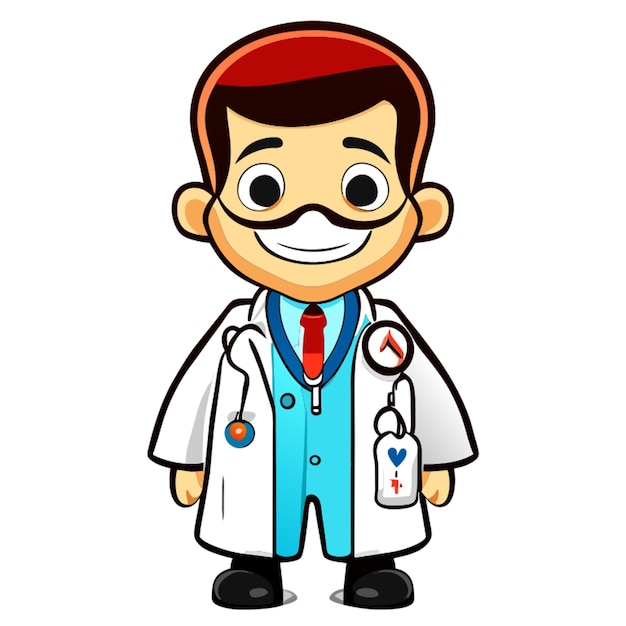 Vetor corpo completo estilo mascote médico personagem frente voltado ocioso pose branco fundo ilustração vetorial