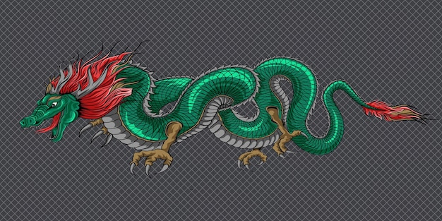 Corpo de dragão chinês formando ilustração de forma infinita