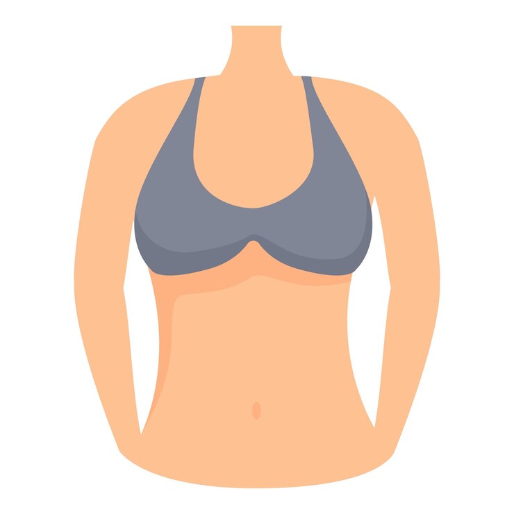 Vetor corpo de mulher de pé vestindo roupa interior cinzenta vista superior