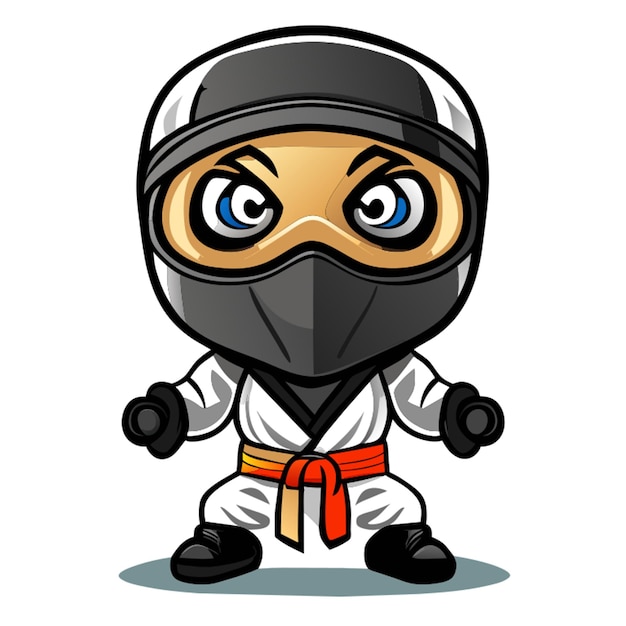 corpo inteiro estilo mascote ninja personagem de frente voltado ocioso pose branco ilustração vetorial de fundo c