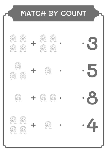 Correspondência por contagem de jogo de distintivo de trevo para crianças Planilha imprimível de ilustração vetorial