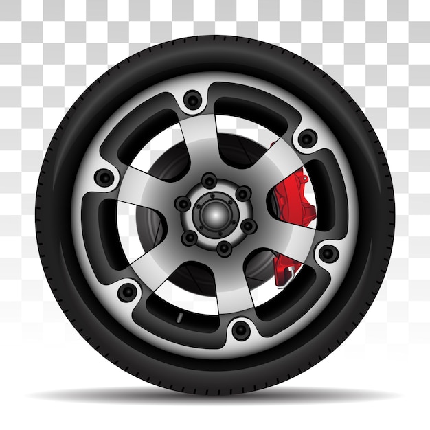 Corrida de estilo de quebra de disco de pneu de carro de roda de alumínio em vetor de fundo quadriculado