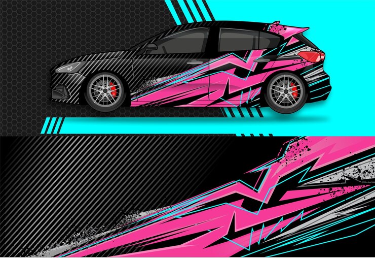Corrida de listras abstratas de design gráfico de decalque de envoltório de carro