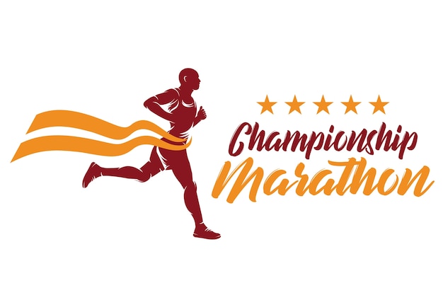 Corrida e maratona logo design, ilustração vetorial