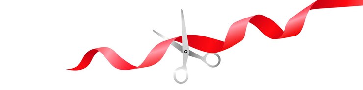 Vetor cortar as tesouras cortar a fita com tesouras
