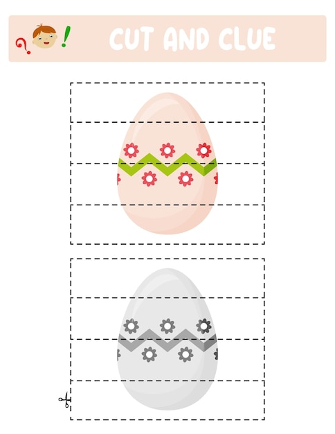 Vetor cortar e colar ovos de páscoa jogo educativo para crianças