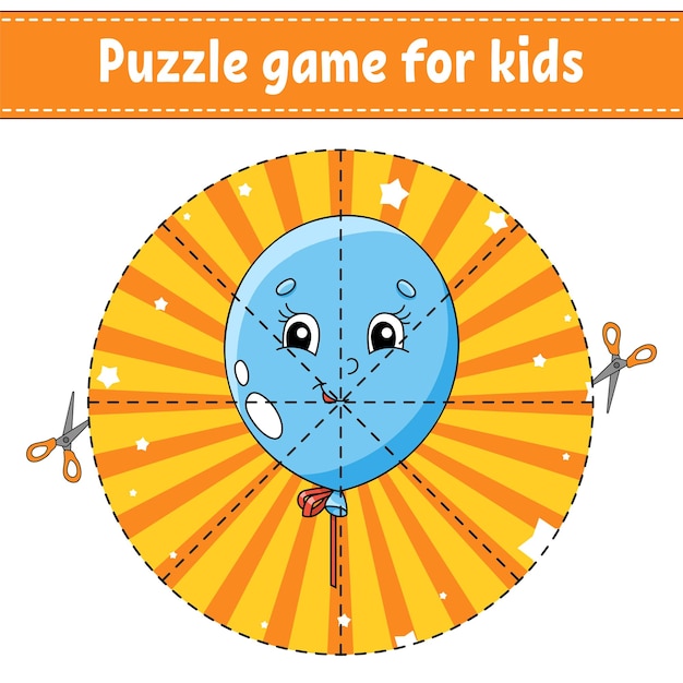 Cortar e jogar quebra-cabeça redondo quebra-cabeça lógico para crianças página de atividades tema de aniversário prática de corte para pré-escola