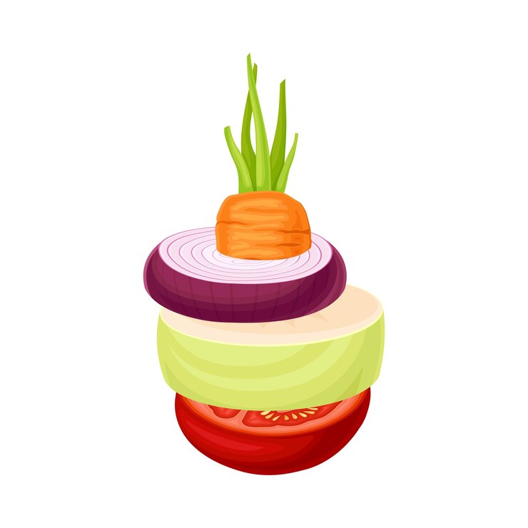 Vetor cortar vegetais dispostos em pilhas isoladas em ilustração vetorial de fundo branco