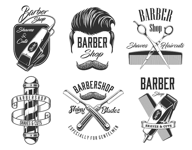 Corte de cabelo cabeça bigodes tesoura sinais de barbearia