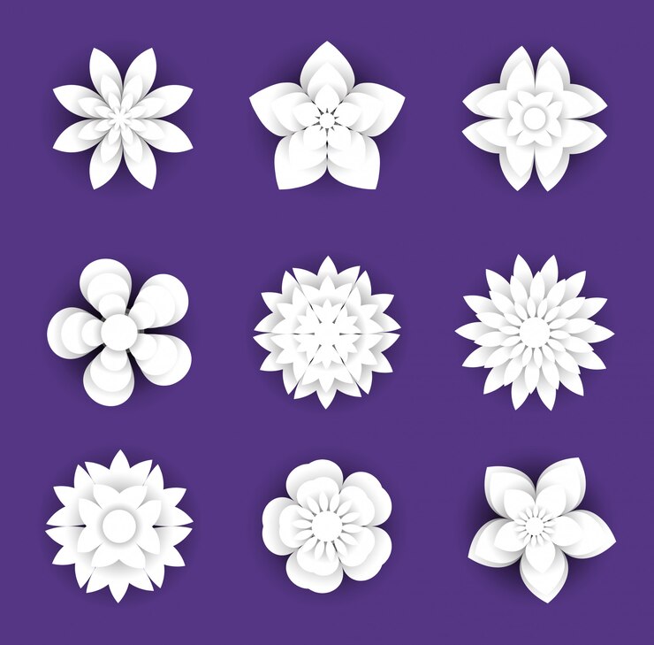 Vetor corte de papel de flores.