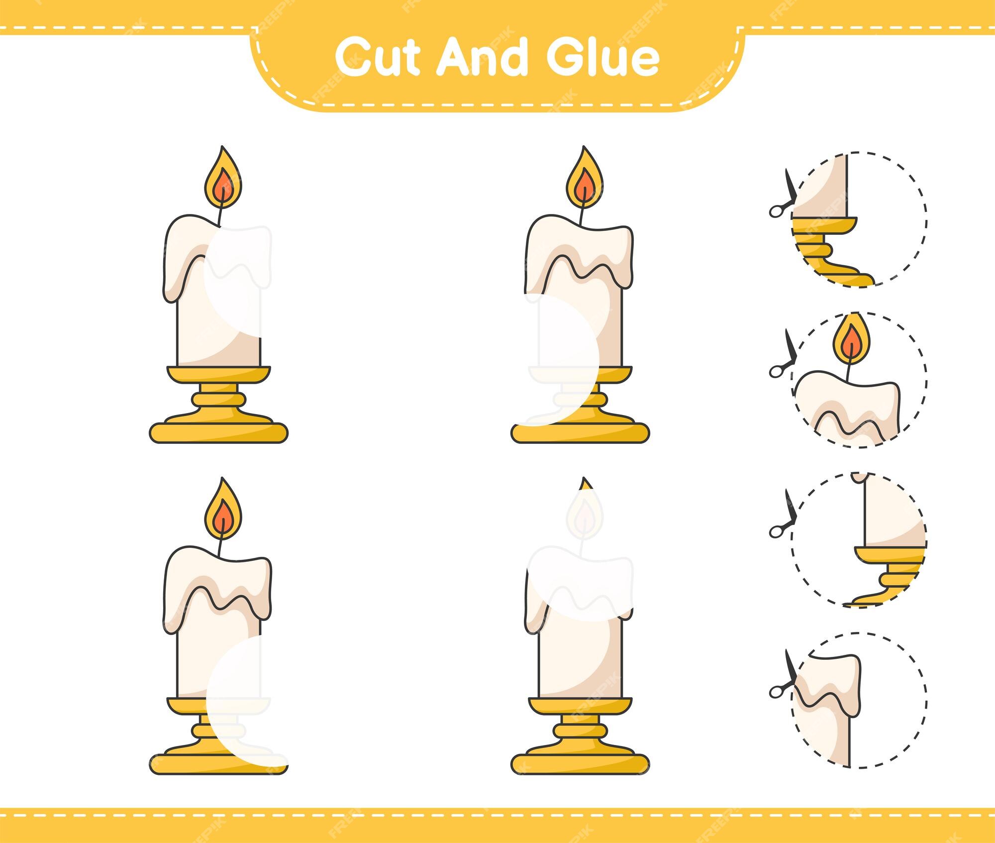 Corte e cole, corte partes do sorvete e cole. jogo educativo para crianças,  planilha para impressão, ilustração vetorial