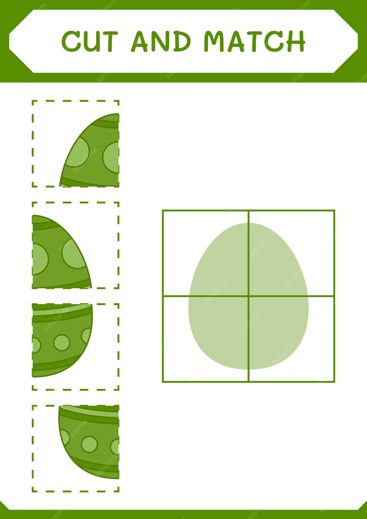 Corte e combine partes do jogo de ovo de páscoa para crianças planilha  imprimível de ilustração vetorial