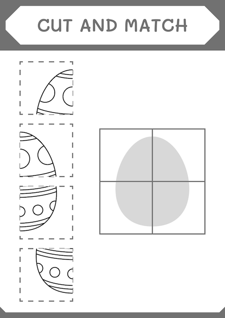 Corte e combine partes do jogo de ovo de páscoa para crianças planilha imprimível de ilustração vetorial